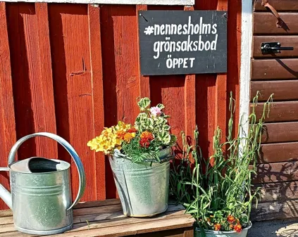 Image illustrating Nennesholmsgrönsaksbod Ingång Foto Kim Svensen 20220721